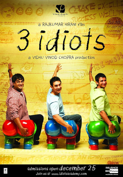 3 Idiots Movie Poster - Bollywood Comedy Drama Film Movie Poster | Film Wall Art Print