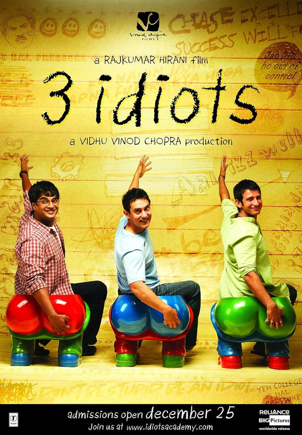 3 Idiots Movie Poster - Bollywood Comedy Drama Film Movie Poster | Film Wall Art Print