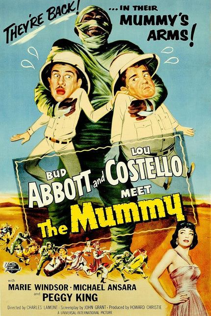 Abbott & Costello Meet the Mummy (1955) - Action Adventure Comedy Classic Movie Poster | Film Wall Art Print