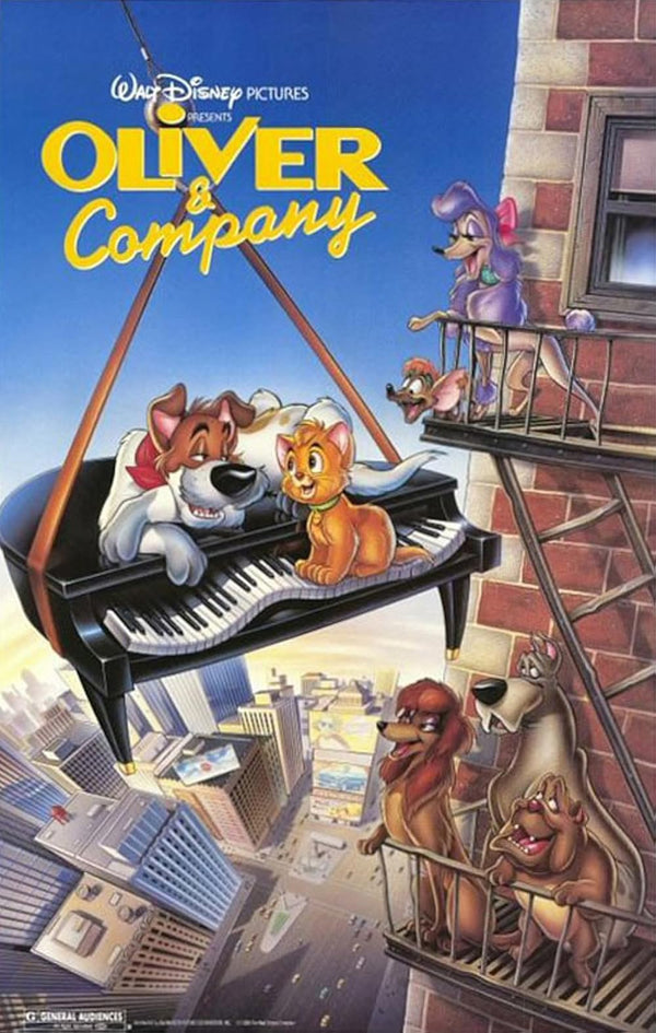 Oliver & Company (1988) - Classic Animated Adventure Comedy Movie Poster | Film Wall Art Print