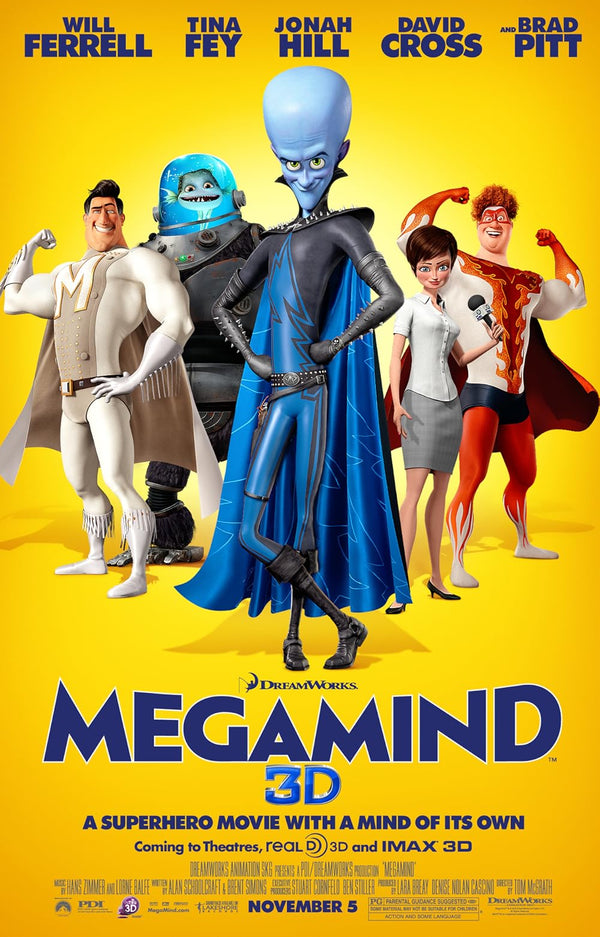 Megamind (2010) - Animated Action Adventure Movie Poster Movie Poster | Film Wall Art Print