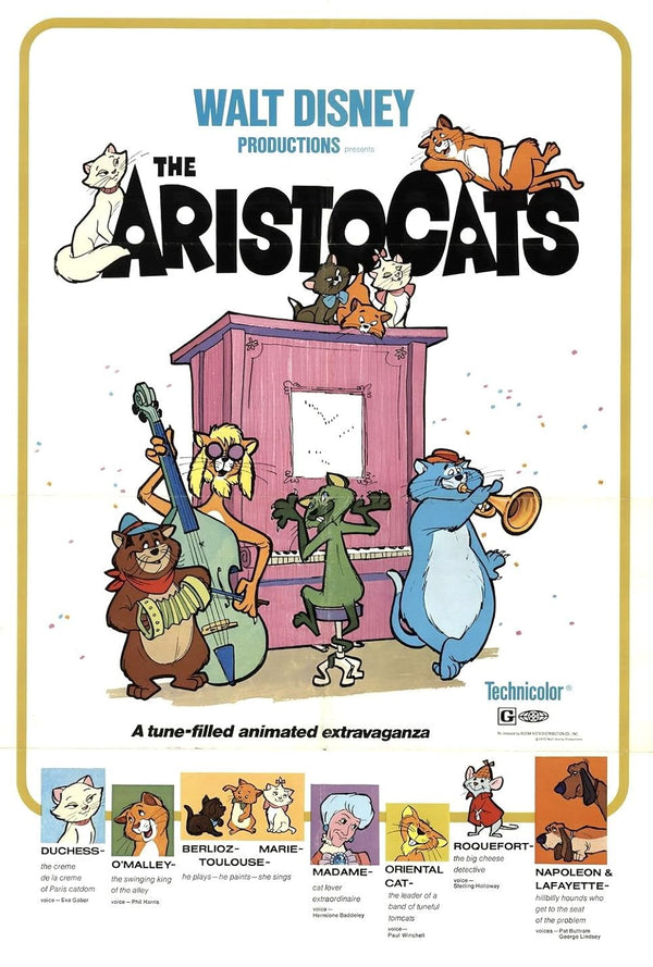 Aristocats (1970) - Classic Animated Adventure Comedy Movie Poster | Film Wall Art Print