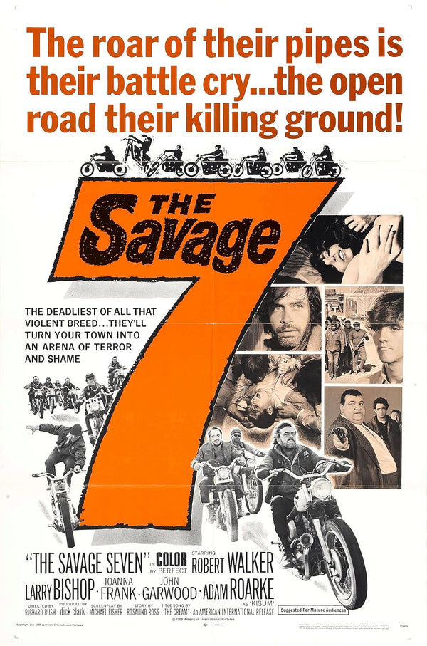 Savage Seven (1968) - Action Crime Drama Movie Poster Movie Poster | Film Wall Art Print
