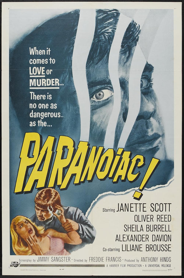 Paranoiac (1963) - Tense Drama-Horror-Mystery Thriller Movie Poster | Film Wall Art Print