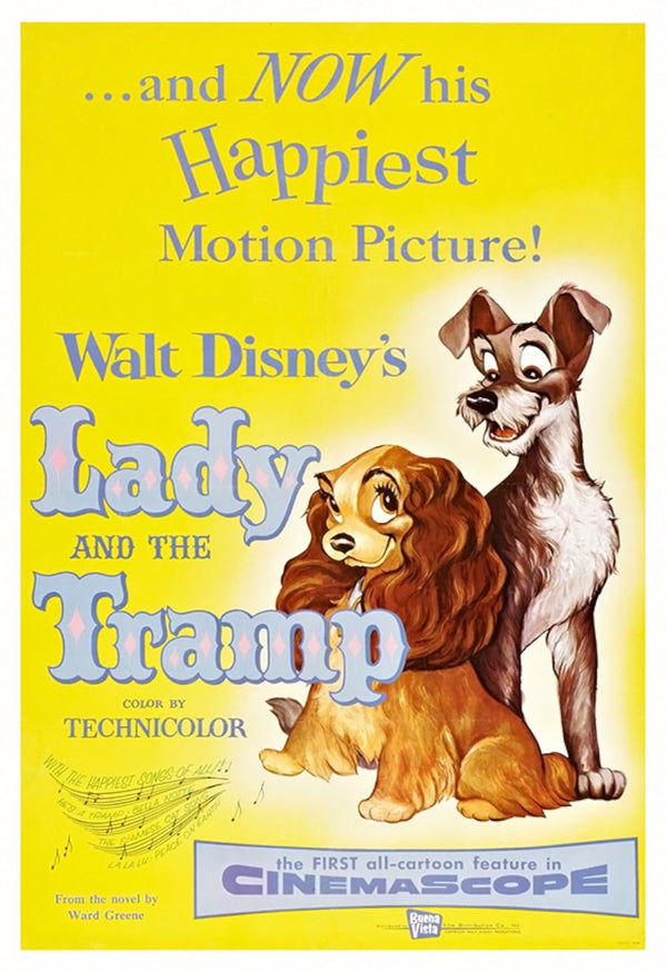 Lady and the Tramp Movie Poster - Classic Disney Romance Art Movie Poster | Film Wall Art Print