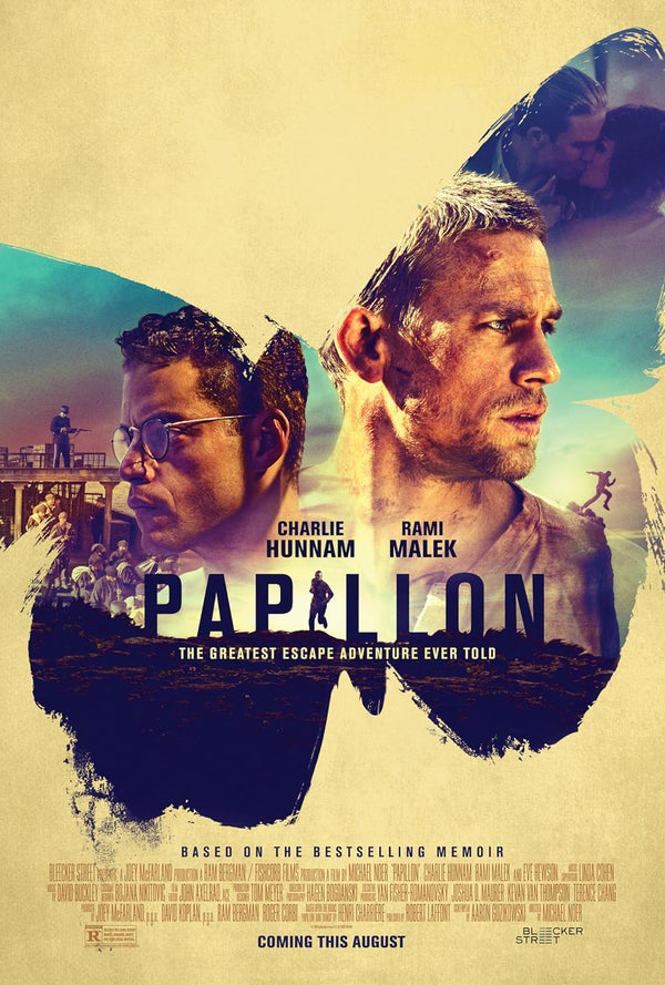 Papillon (2017) - True Story Adventure & Crime Film Movie Poster | Film Wall Art Print
