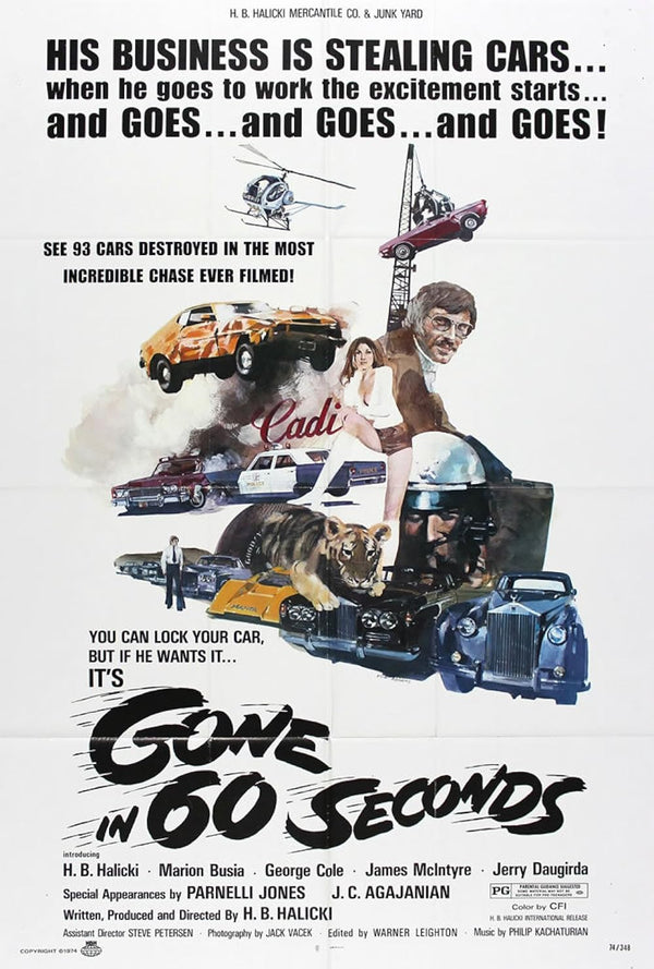Gone in 60 Seconds Movie Poster - Classic Car Theft Film Movie Poster | Film Wall Art Print