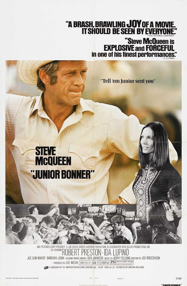 Junior Bonner (1972) - Drama Western Movie Poster Movie Poster | Film Wall Art Print