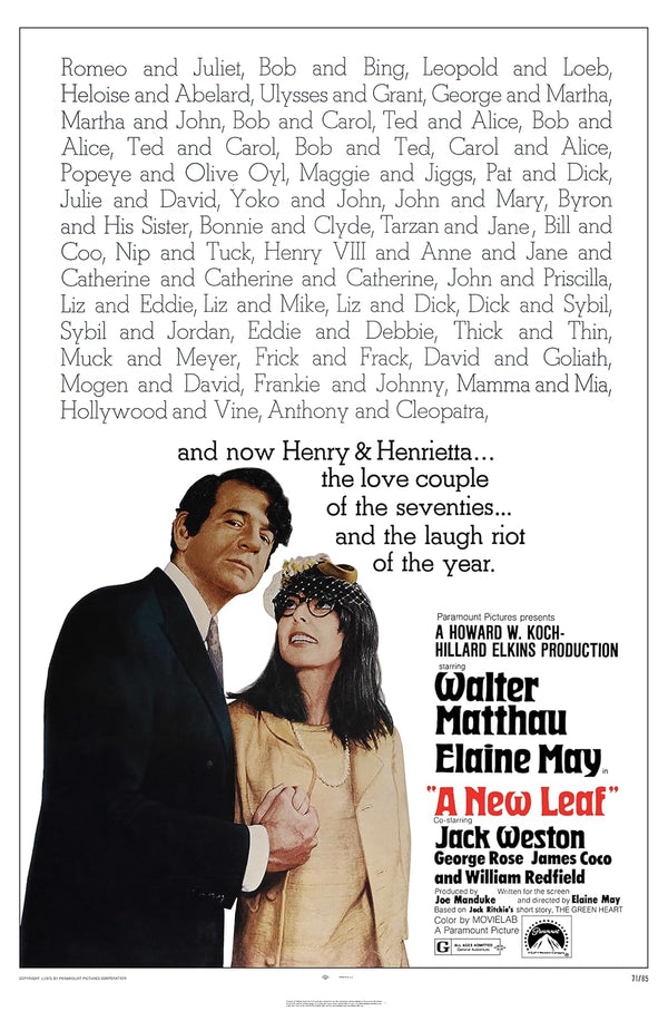 New Leaf (1971) - A Charming Comedy-Romance Classic Movie Poster | Film Wall Art Print