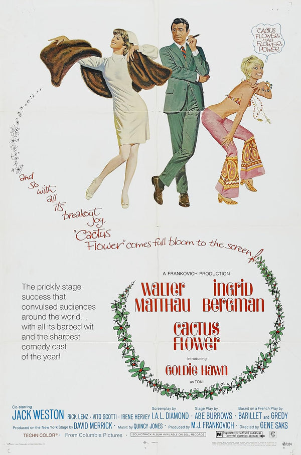 Cactus Flower (1969) - Romantic Comedy Movie Poster Movie Poster | Film Wall Art Print