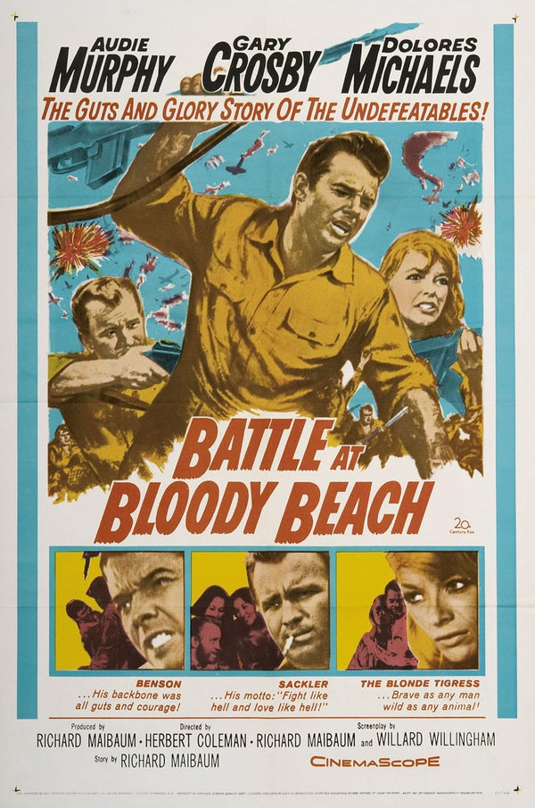 Battle at Bloody Beach (1961) - War Drama Movie Poster Movie Poster | Film Wall Art Print