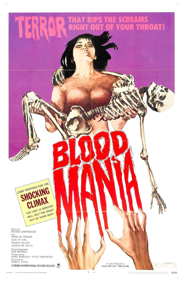 Blood Mania (1970) - Iconic Horror Poster Movie Poster | Film Wall Art Print