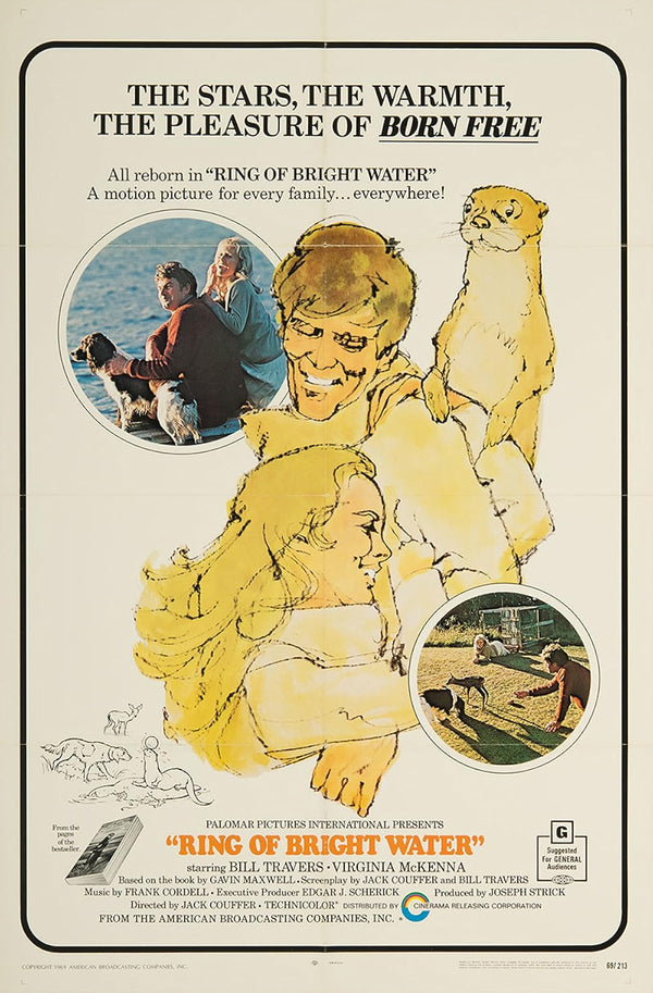 Ring of Bright Water (1969) - Comedy Drama Movie Poster Movie Poster | Film Wall Art Print
