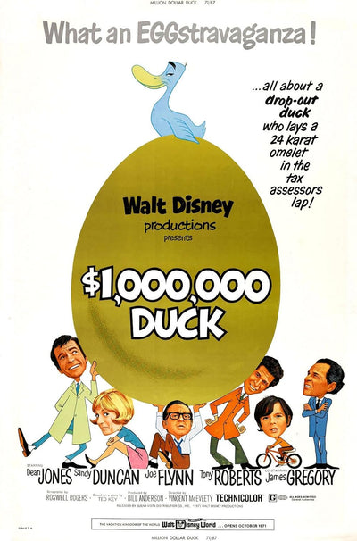 1971 Comedy Movie '1,000,000 Duck' - Family Sci-Fi Adventure Movie Poster | Film Wall Art Print