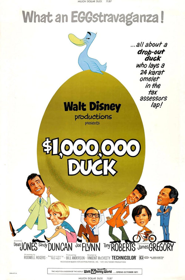 1971 Comedy Movie '1,000,000 Duck' - Family Sci-Fi Adventure Movie Poster | Film Wall Art Print