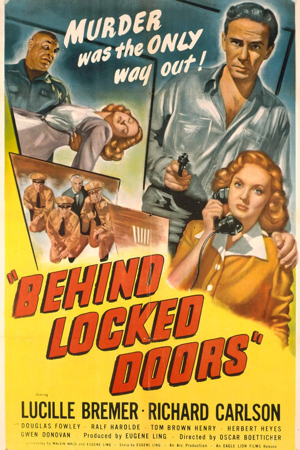 Behind Locked Doors (1948) – Crime Drama Film Noir Poster Movie Poster | Film Wall Art Print