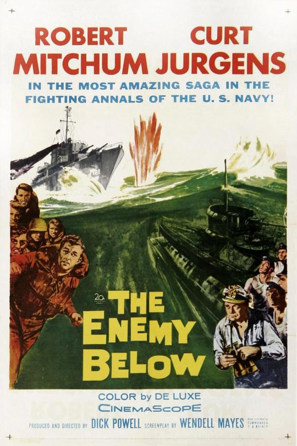 Enemy Below (1957) Movie Poster – Action Adventure Drama Classic Movie Poster | Film Wall Art Print