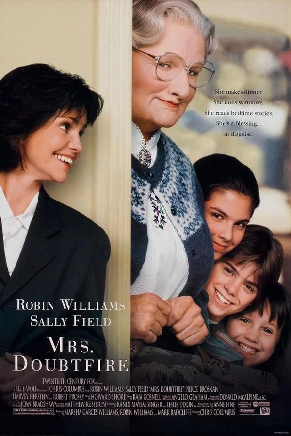 Mrs. Doubtfire Movie Poster - Robin Williams Classic Comedy Film Movie Poster | Film Wall Art Print
