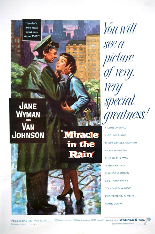 Miracle in the Rain (1956) - Timeless Drama & Fantasy Romance Movie Poster | Film Wall Art Print
