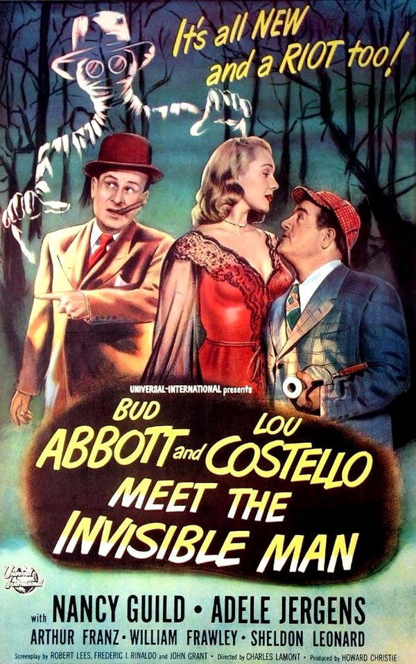 Abbott and Costello Meet the Invisible Man (1951) - Classic Comedy Horror Poster Movie Poster | Film Wall Art Print