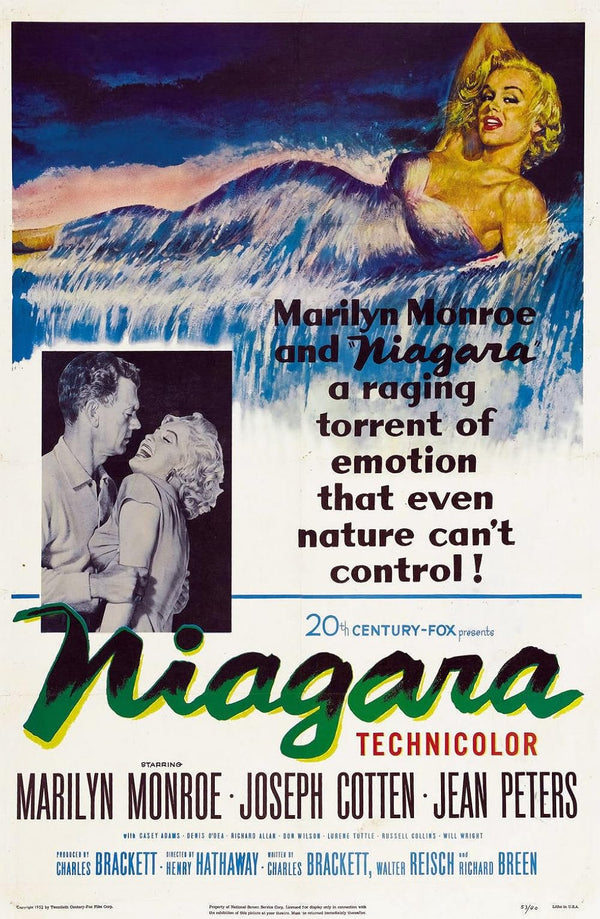 Niagara (1953) - Classic Drama Thriller Poster | Film-Noir Masterpiece Movie Poster | Film Wall Art Print