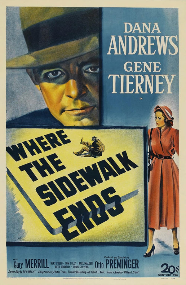 Where The Sidewalk Ends (1950) – Crime Drama Film-Noir Poster Movie Poster | Film Wall Art Print