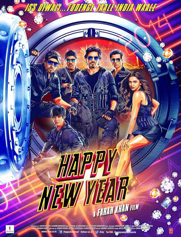 Happy New Year (2014) - Action Comedy Drama Movie Movie Poster | Film Wall Art Print