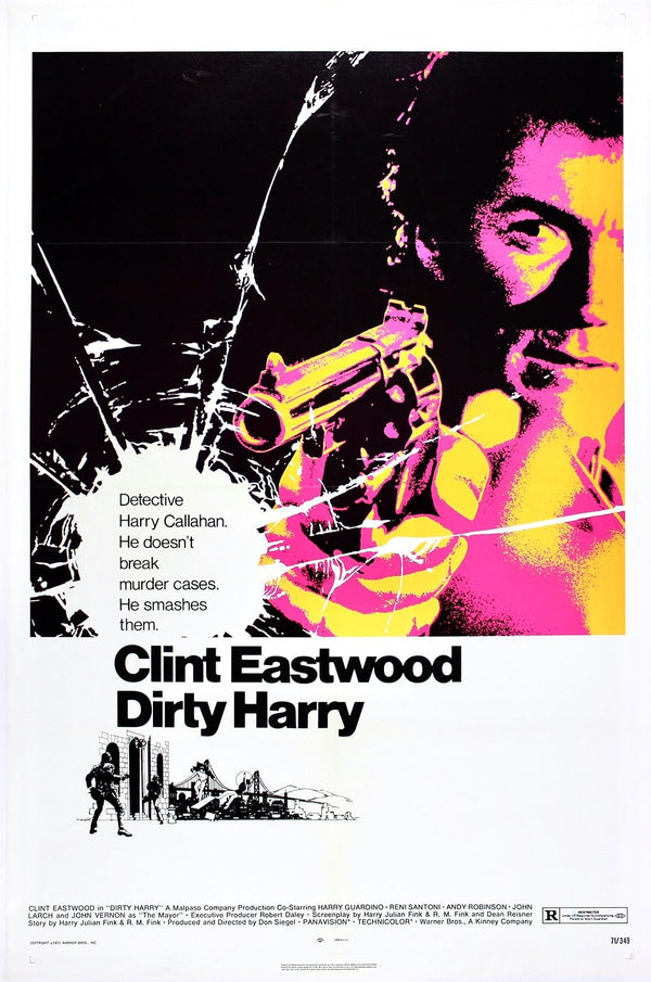 Dirty Harry 1971 Movie Poster - Action, Crime, Thriller Movie Poster | Film Wall Art Print