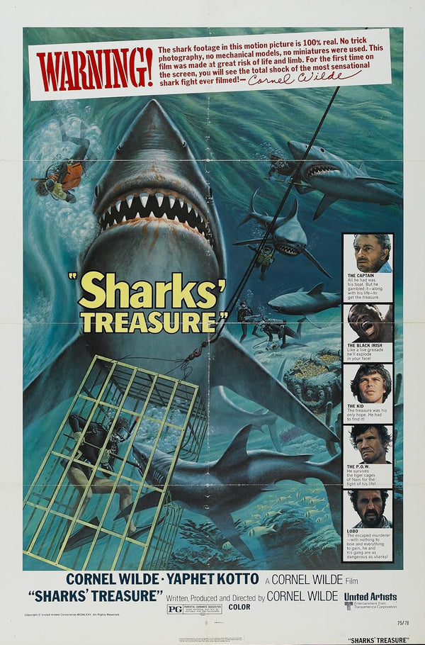 Sharks Treasure (1975) - Action Adventure Crime Movie Poster Movie Poster | Film Wall Art Print