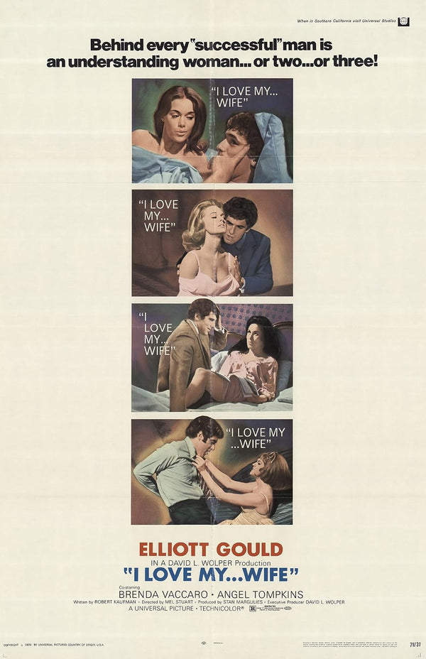 I Love My...Wife (1970) - Hilarious Comedy Classic Movie Poster | Film Wall Art Print