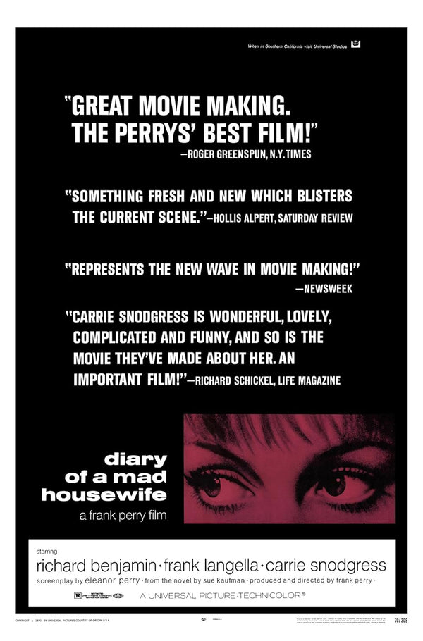Diary of a Mad Housewife (1970) - A Hilarious and Heartfelt Comedy Drama Movie Poster | Film Wall Art Print