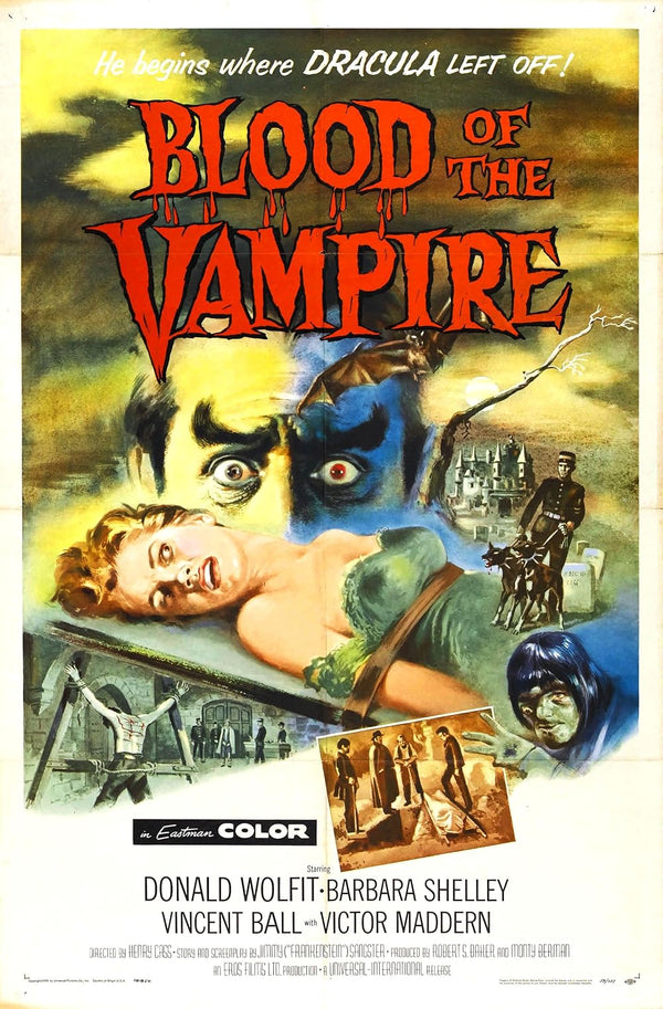 Classic Blood Of The Vampire 1958 Horror Sci-Fi Poster Movie Poster | Film Wall Art Print