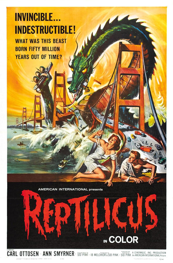 Reptilicus (1961) - Action Adventure Drama Movie Poster Movie Poster | Film Wall Art Print
