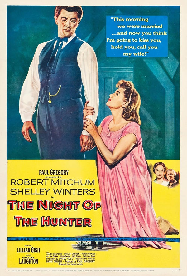 Night of the Hunter (1955) – Crime Drama Thriller Classic Movie Poster | Film Wall Art Print