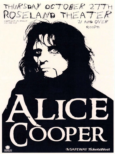 Alice Cooper at Roseland Theatre New York - Vintage Concert Poster Movie Poster | Film Wall Art Print
