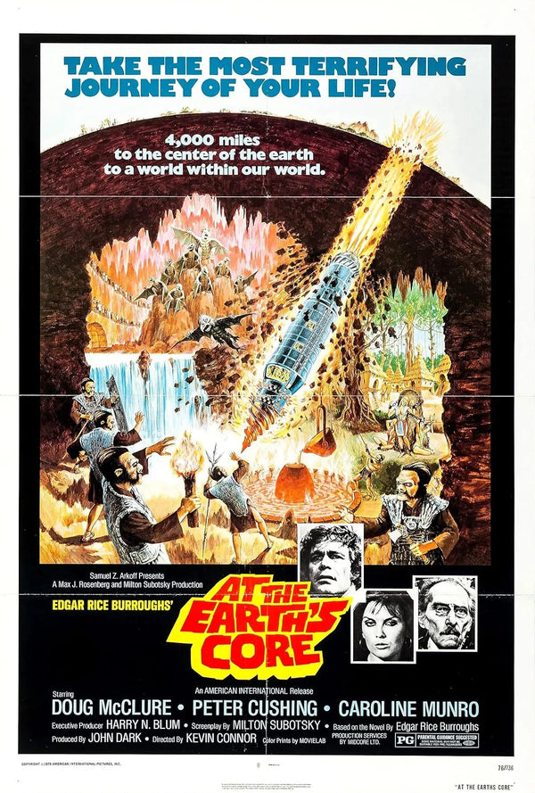 At the Earth's Core (1976) - Adventure, Fantasy, Sci-Fi Movie Poster Movie Poster | Film Wall Art Print