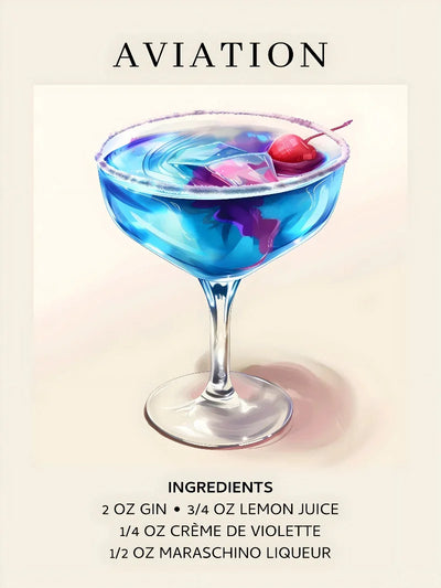 Aviation Cocktail Wall Art - Vintage Bar Print & Retro Poster Movie Poster | Film Wall Art Print