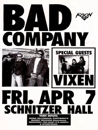 Bad Company at Schnitzer Hall - Live Concert Poster Movie Poster | Film Wall Art Print