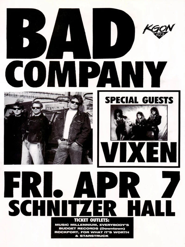 Bad Company at Schnitzer Hall - Live Concert Poster Movie Poster | Film Wall Art Print