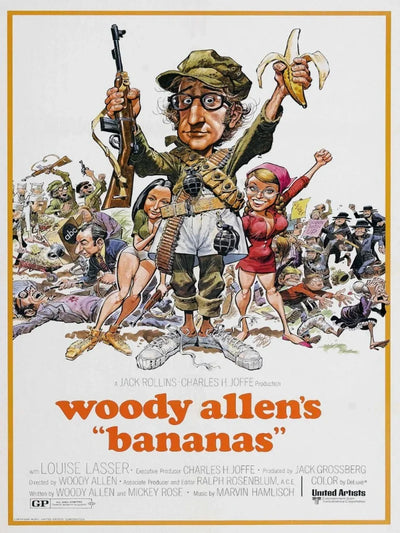 Bananas Movie Poster - Classic Woody Allen Comedy Film Art Movie Poster | Film Wall Art Print
