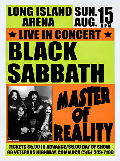 Black Sabbath at Long Island Arena - Vintage Concert Poster Movie Poster | Film Wall Art Print