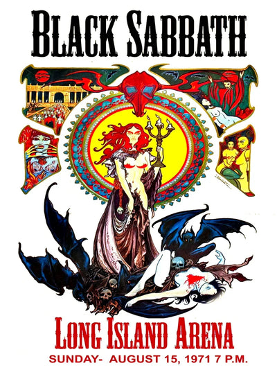 Black Sabbath at Long Island Arena 1971 - Vintage Concert Poster Movie Poster | Film Wall Art Print