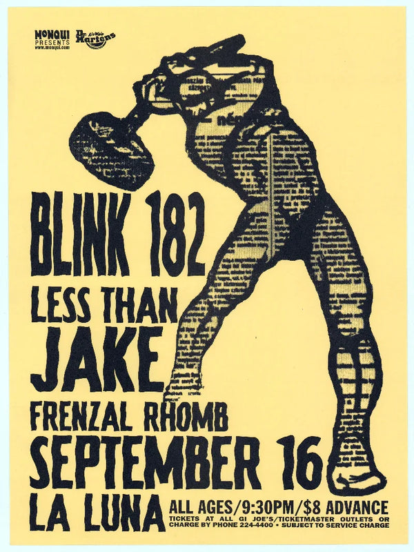 Blink-182 La Luna Concert Poster 1997 | Vintage Punk Rock Memorabilia Movie Poster | Film Wall Art Print