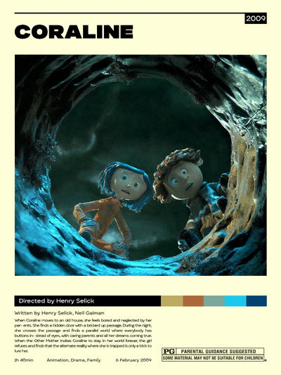 Coraline Minimalist Movie Poster Art | Dark Fantasy Design Movie Poster | Film Wall Art Print