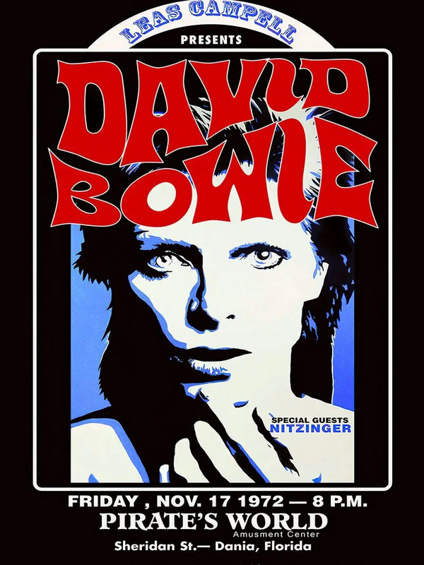 David Bowie at Pirate's World Florida 1972 - Rare Concert Poster Movie Poster | Film Wall Art Print