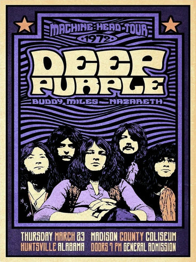 Deep Purple at Madison County Coliseum Huntsville 1972 Poster Movie Poster | Film Wall Art Print