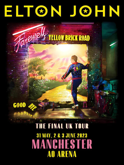 Elton John Final UK Tour Manchester Poster | Official Concert Artwork Movie Poster | Film Wall Art Print