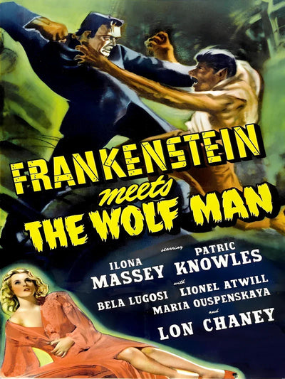 Frankenstein Meets the Wolf Man Movie Poster - Classic Horror Art Movie Poster | Film Wall Art Print
