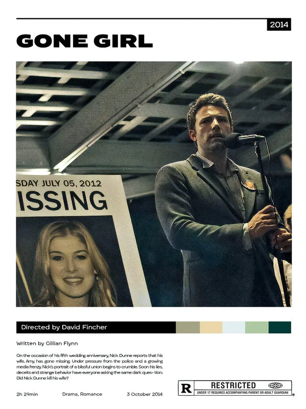 Gone Girl Minimalist Movie Poster Art | Modern Film Design Movie Poster | Film Wall Art Print