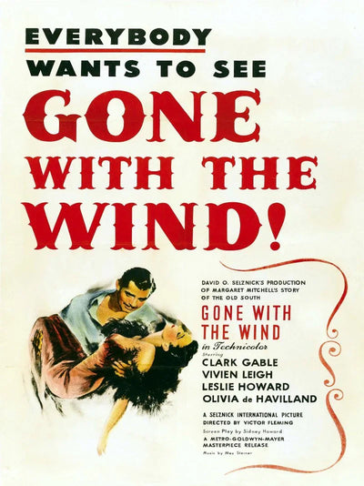 Gone With The Wind Movie Poster - Classic Hollywood Film Art Movie Poster | Film Wall Art Print